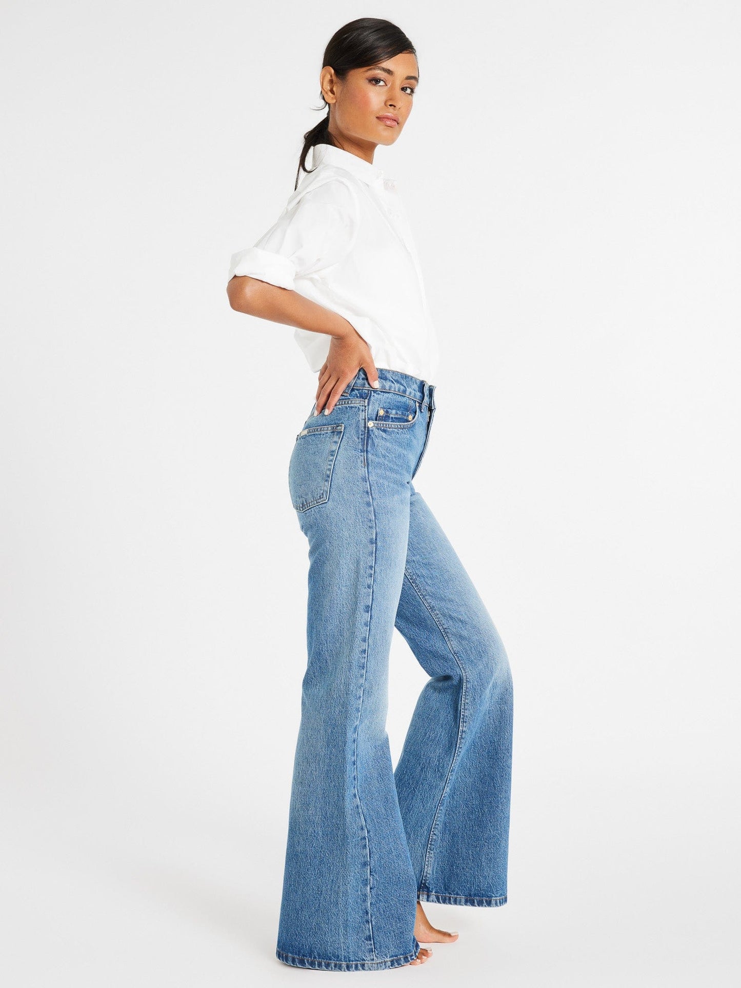 Ashton High Rise Wide Leg Flare Jean in Montecito