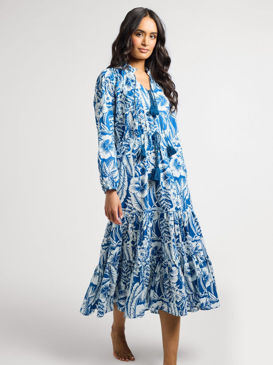 Astrid Dress in Blue Hibiscus