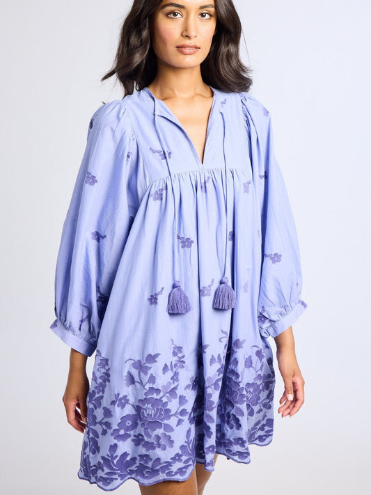 Daisy Dress in Periwinkle Embroidery