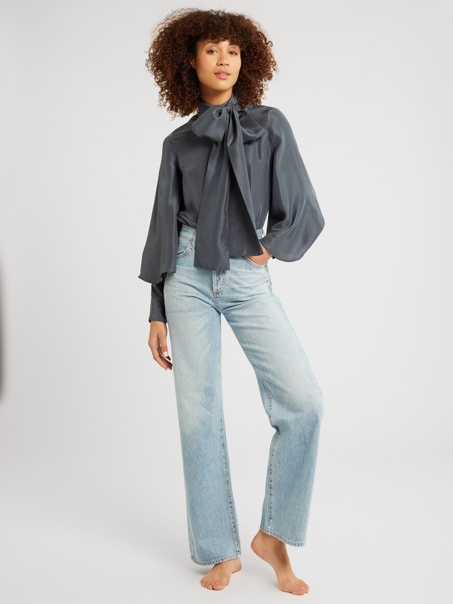 Gigi Top in Navy Washed Silk