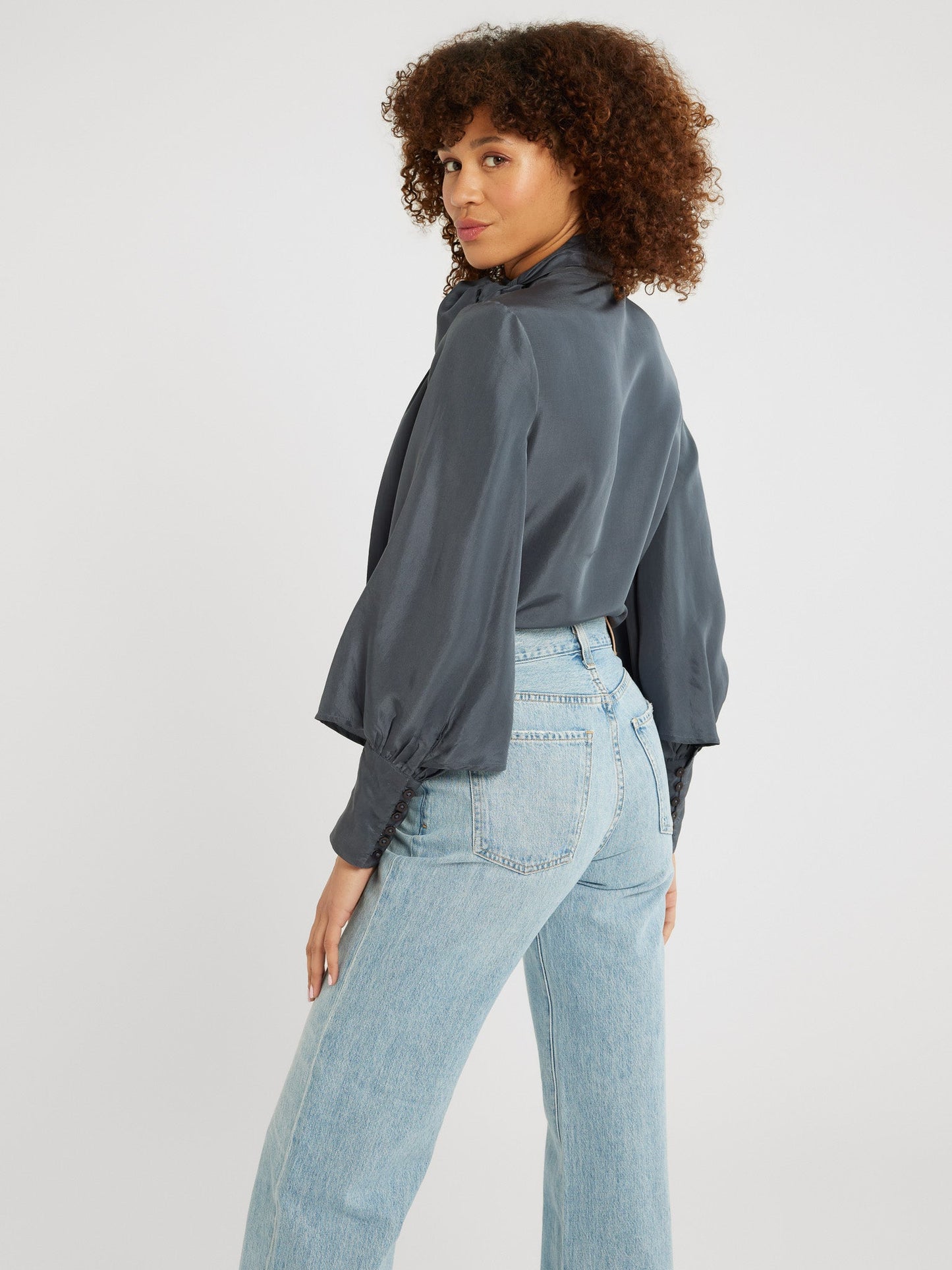 Gigi Top in Navy Washed Silk