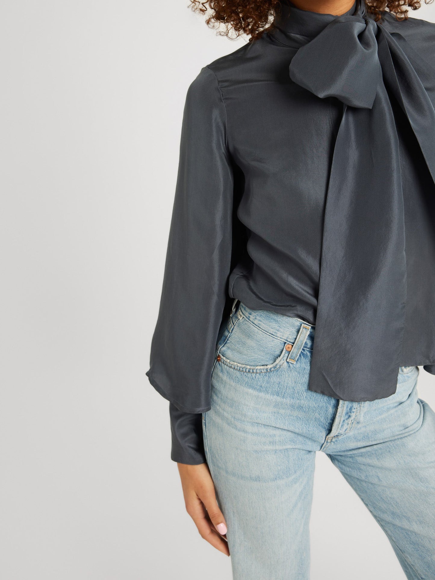 Gigi Top in Navy Washed Silk