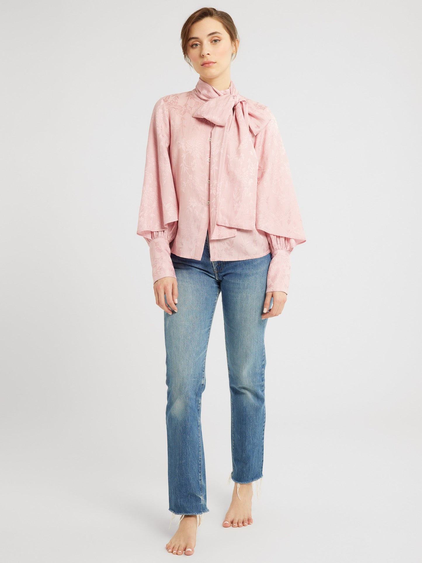 Gigi Top in Pink Jacquard