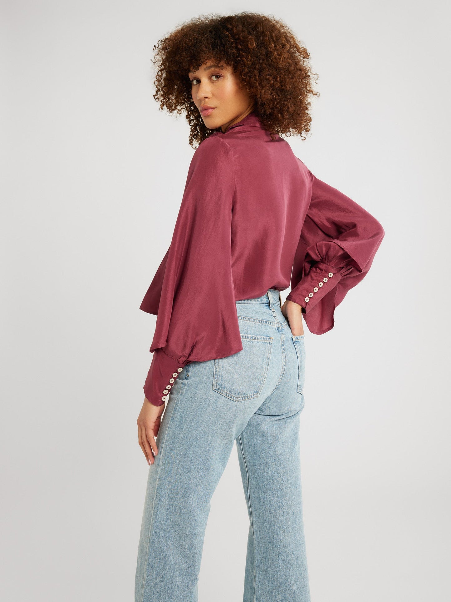 Gigi Top in Plum Washed Silk