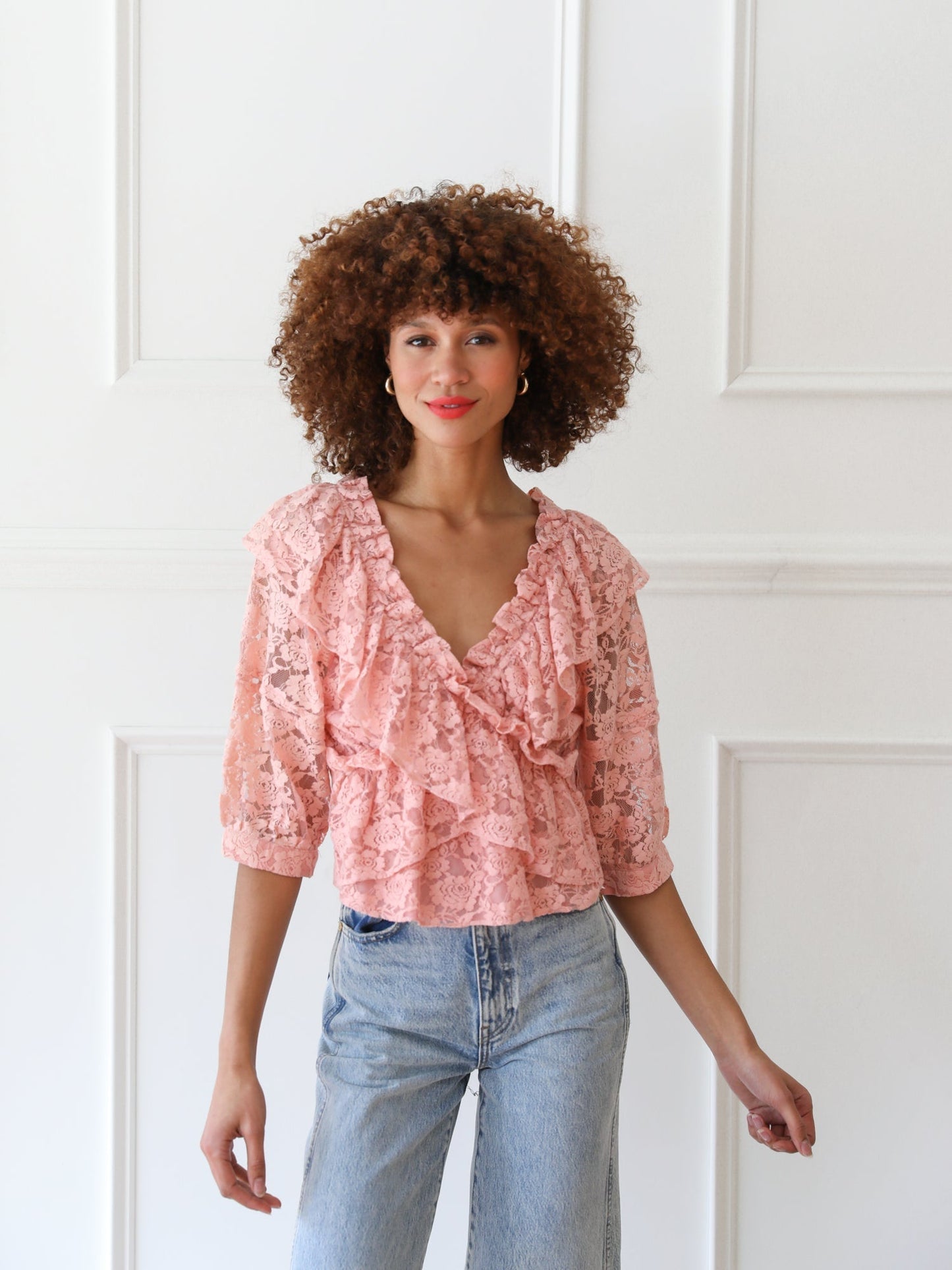 Isabella Top in Blush Lace