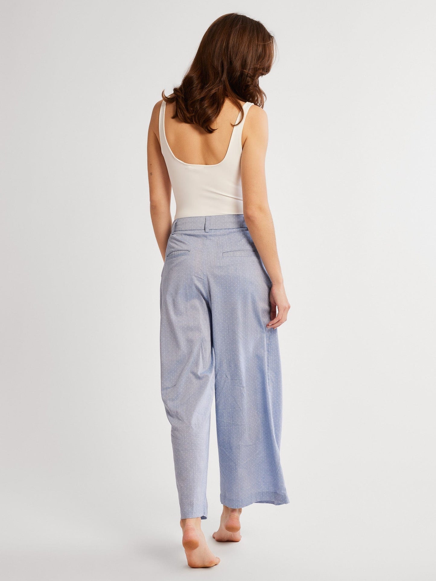 James Pant in Chambray Polka Dot