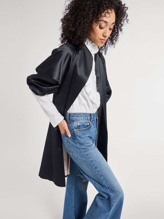 Josephine Coat in Black Satin