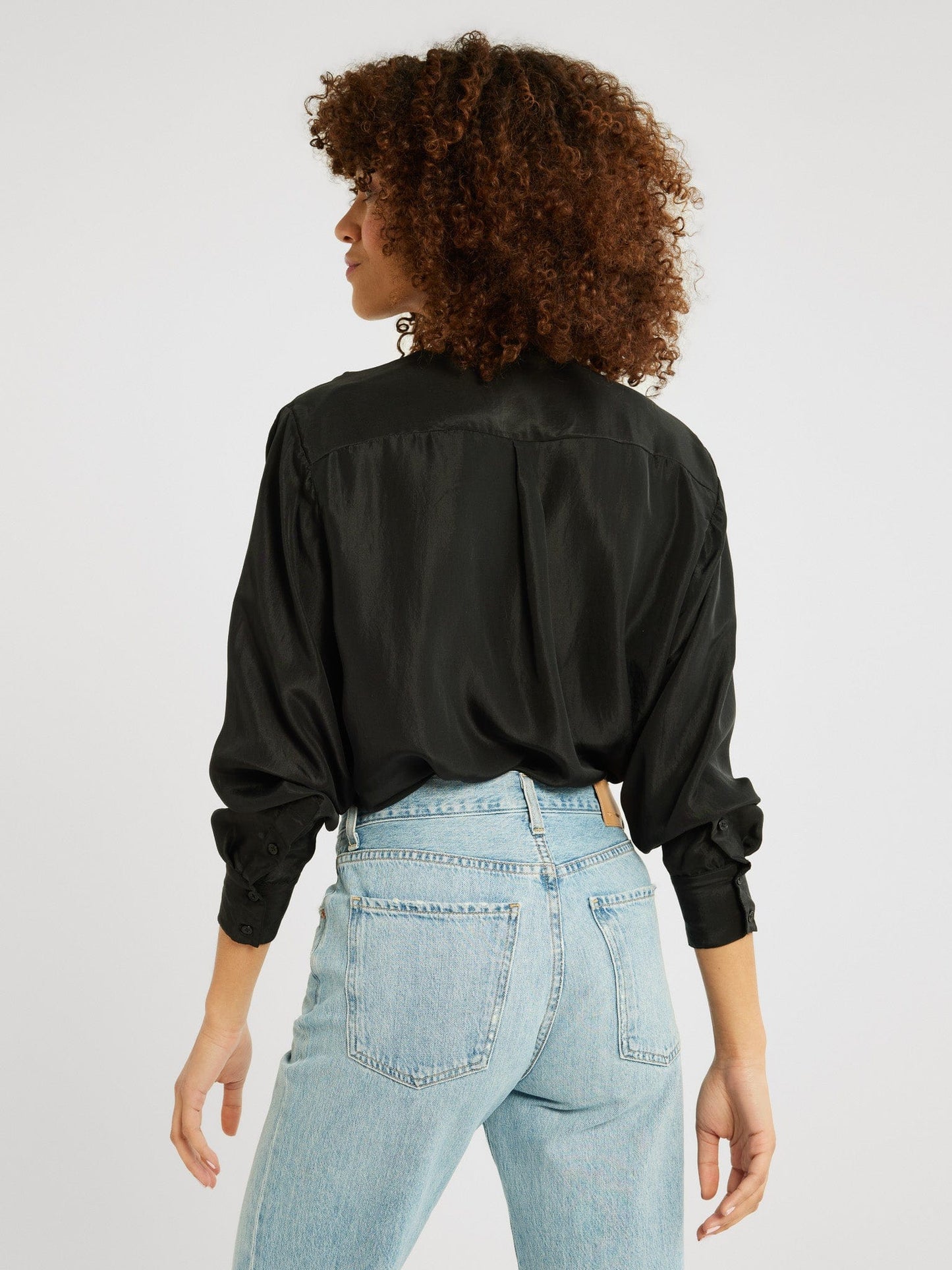 Keaton Top in Black Washed Silk