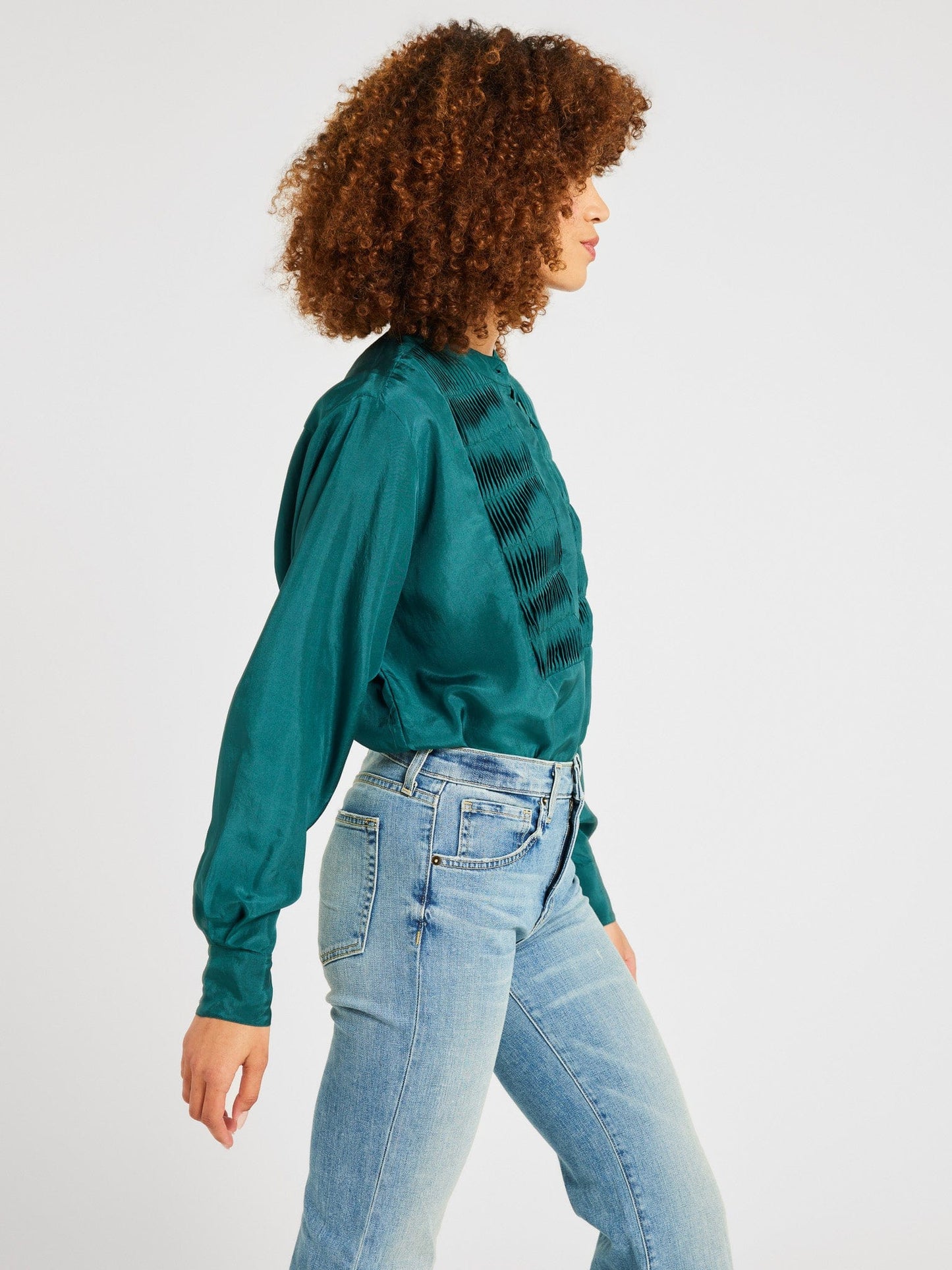 Keaton Top in Emerald Silk