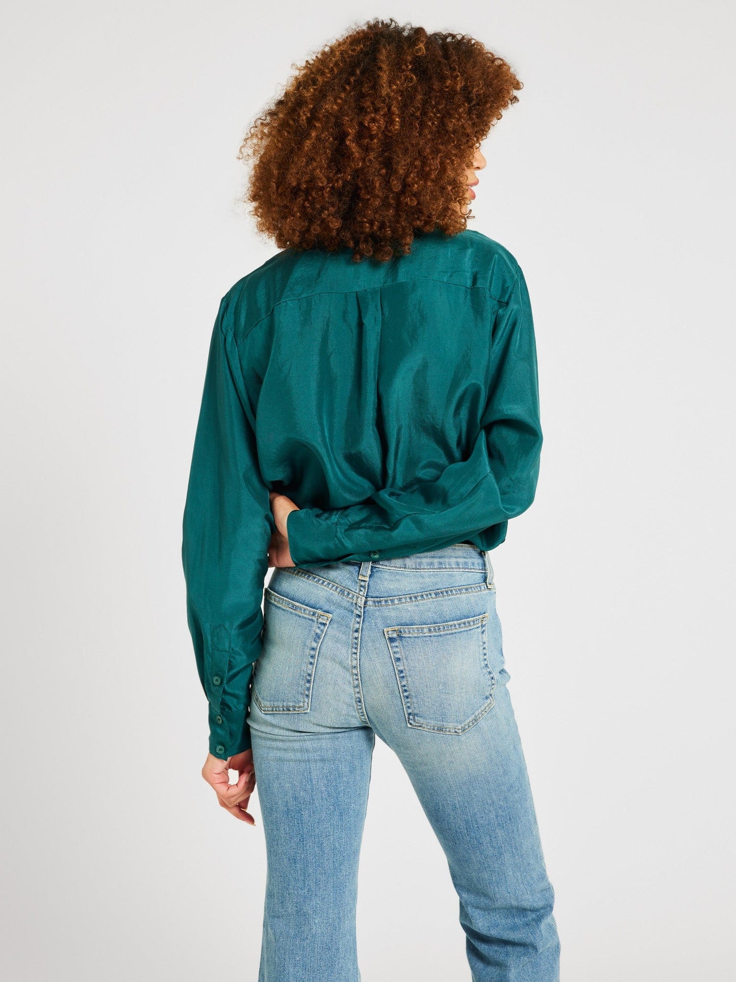 Keaton Top in Emerald Silk