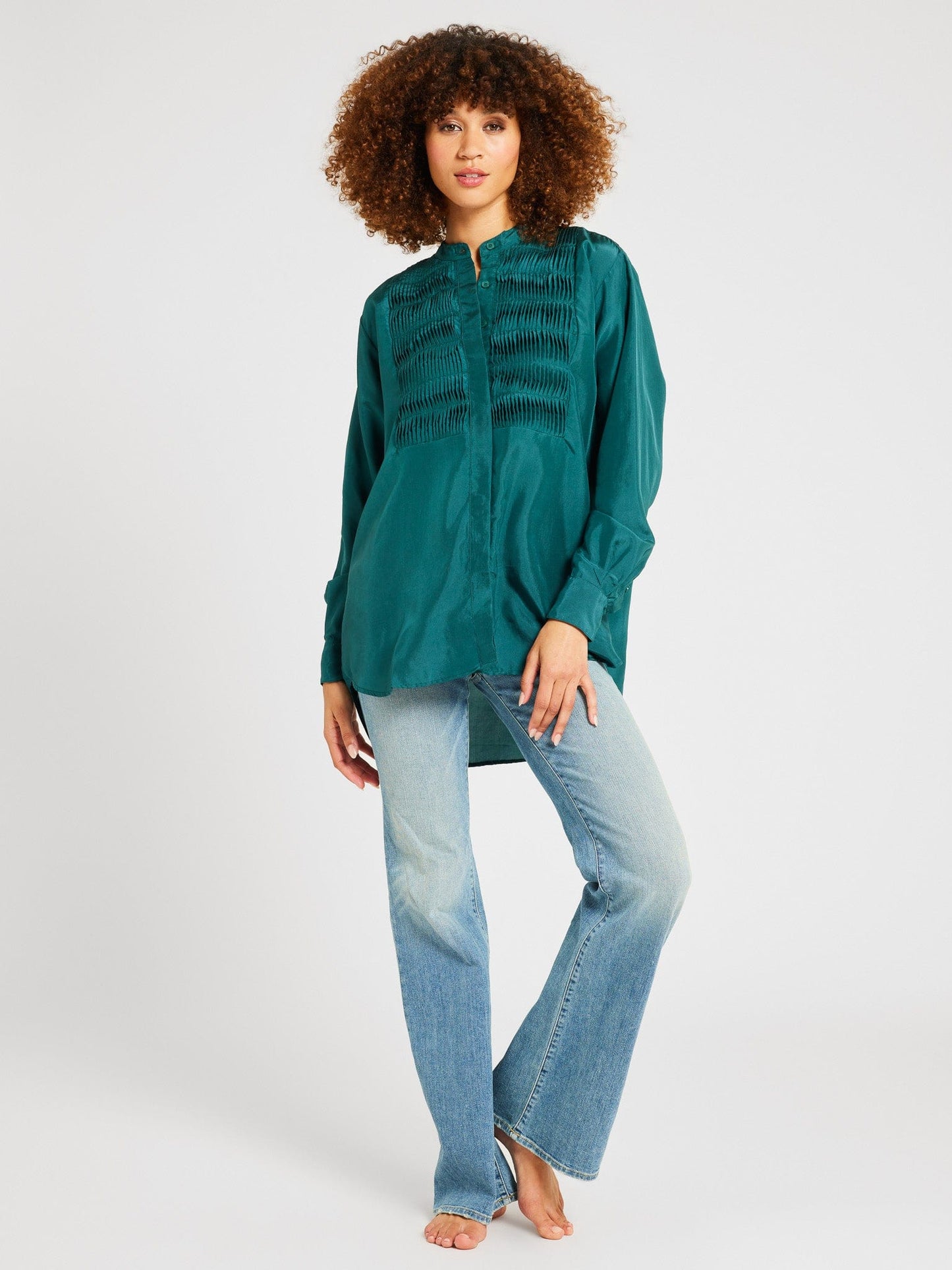 Keaton Top in Emerald Silk