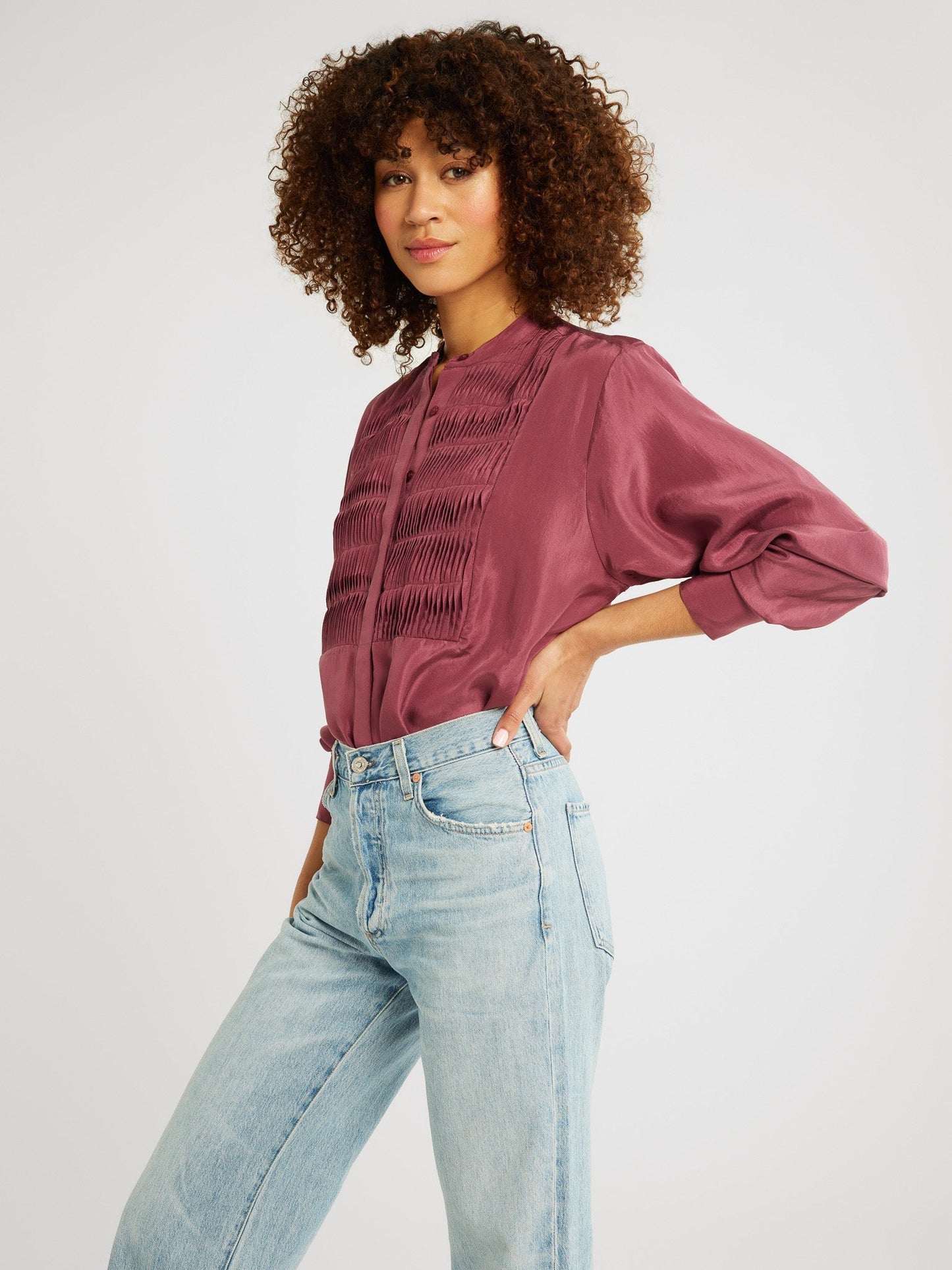 Keaton Top in Plum Washed Silk