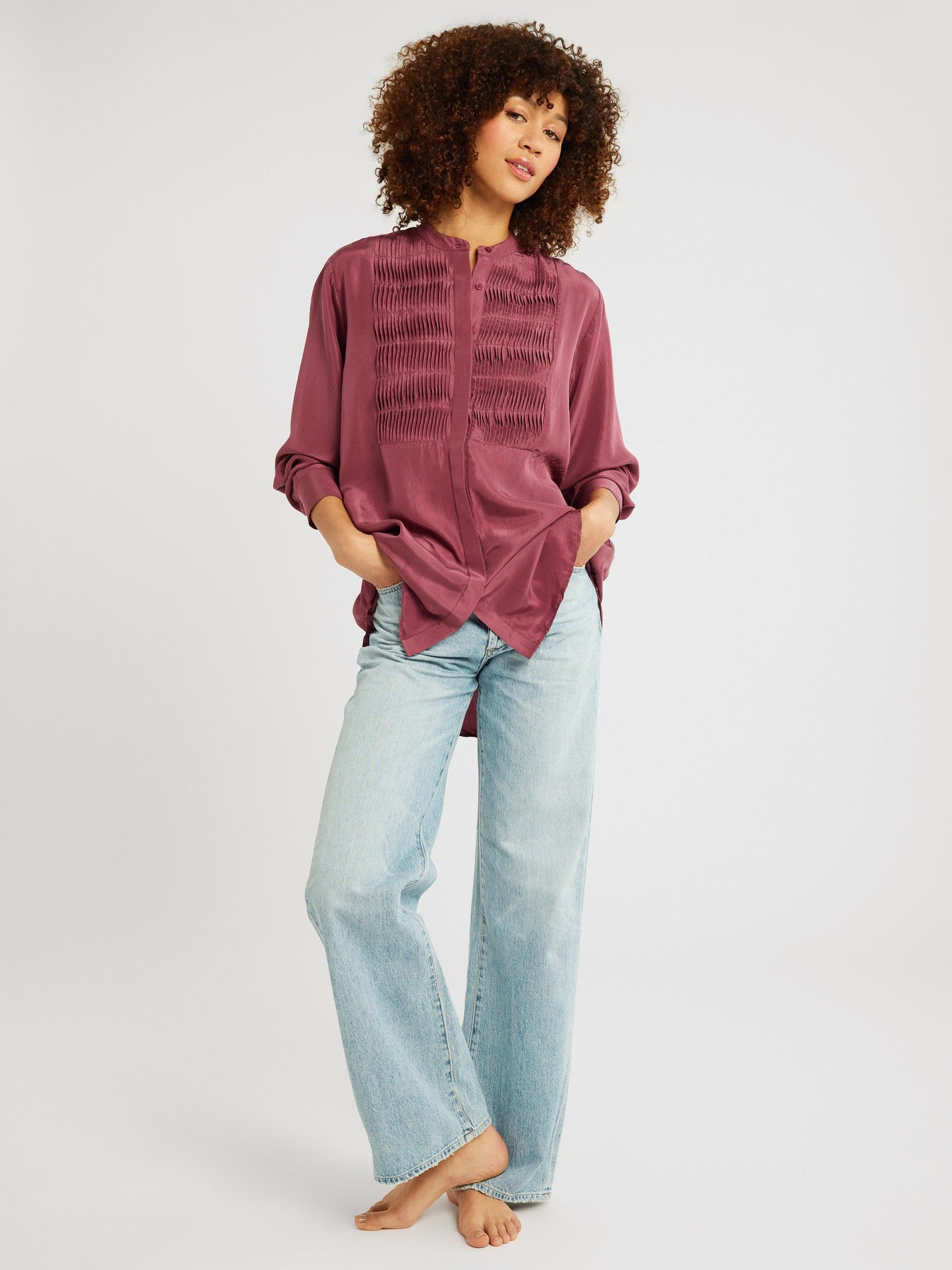 Keaton Top in Plum Washed Silk