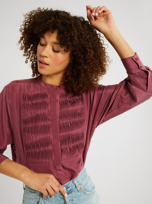 Keaton Top in Plum Washed Silk