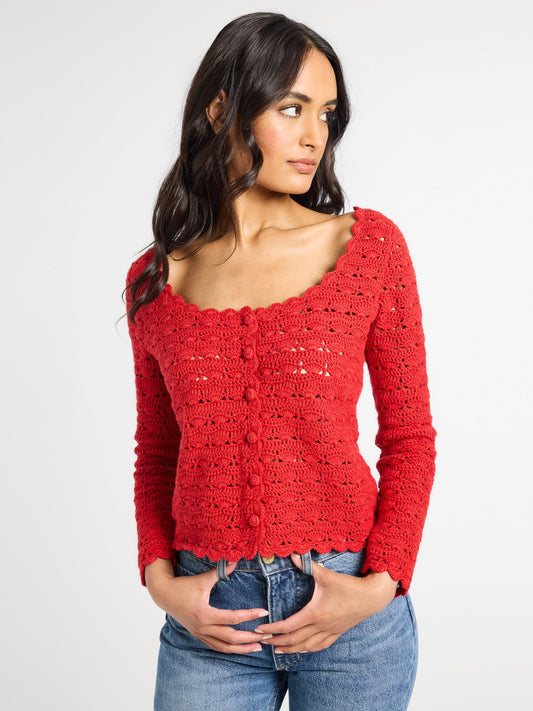 Rosie Cardigan in Cherry