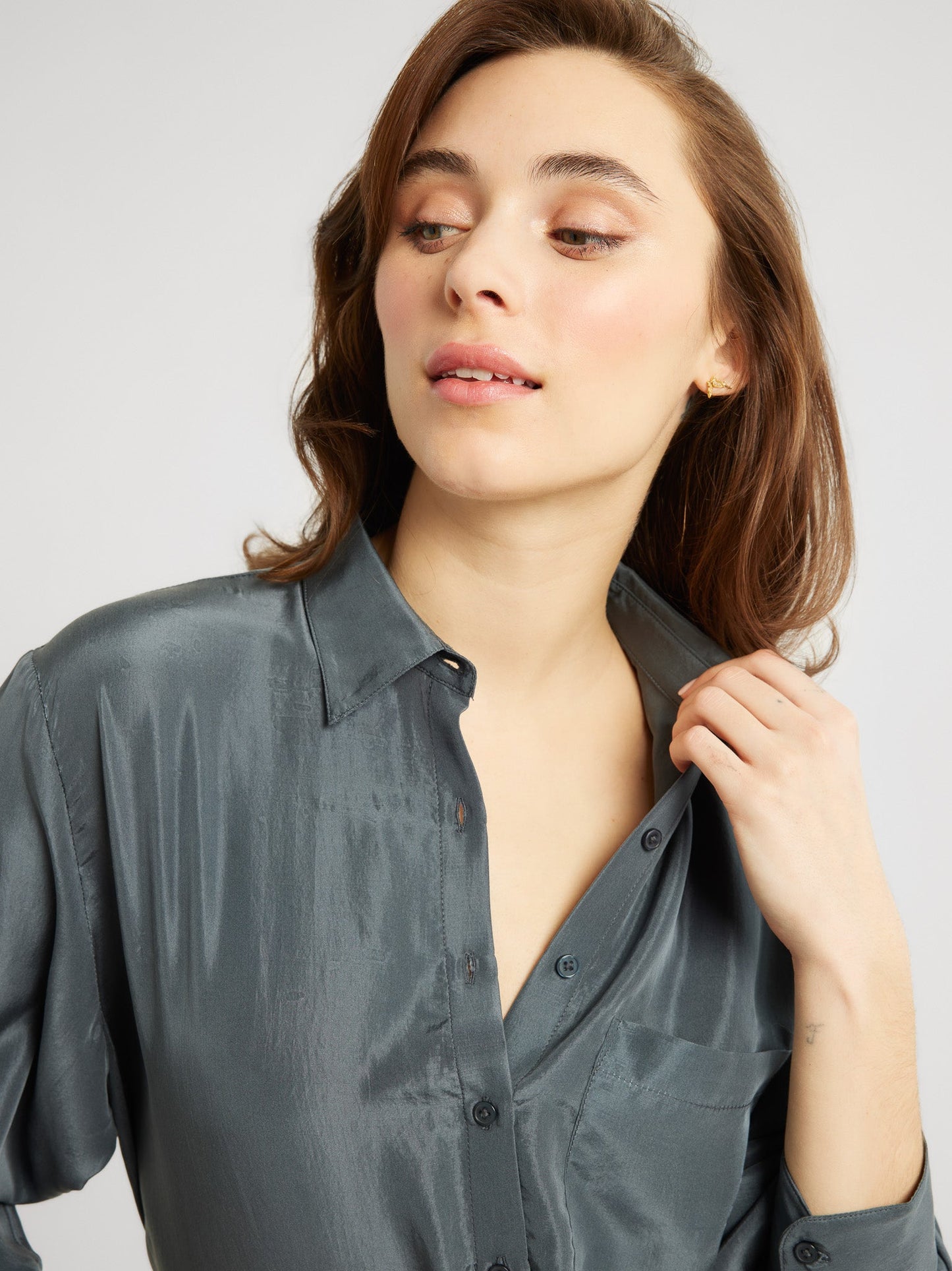 Sofia Top in Navy Washed Silk