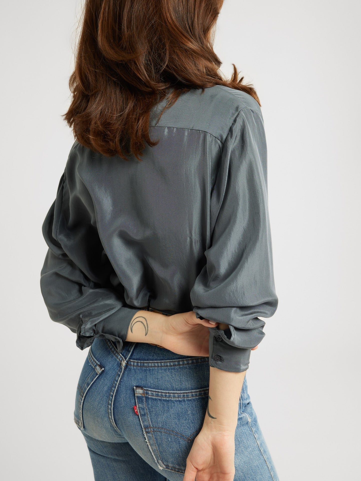 Sofia Top in Navy Washed Silk