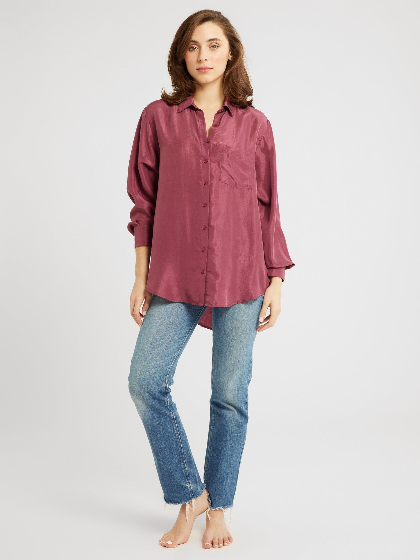 Sofia Top in Plum Washed Silk